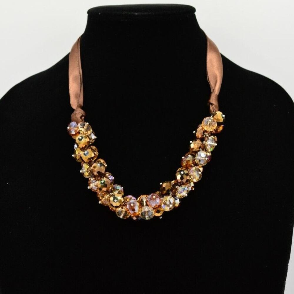 Ali Khan Statement Collar Necklace Sparkling Crystal Cluster Wine Burgundy BinR